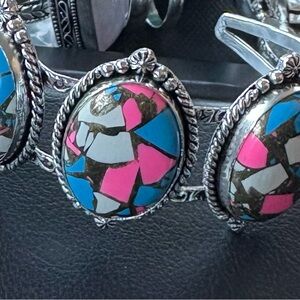 Silver and Multicolor Stone Bracelet